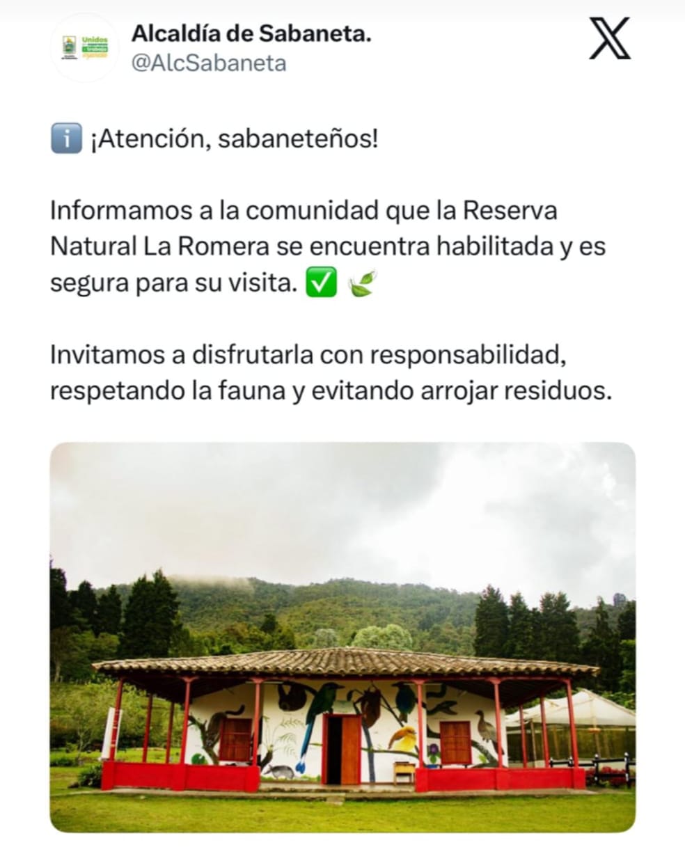 Apertura de la reserva ecológica La Romera del municipio de Sabaneta